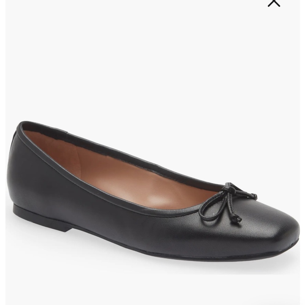 Nordstrom Black Leather Ballet Flats with Bow